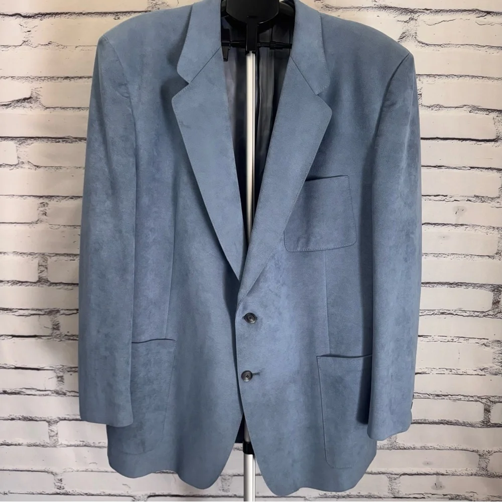 Vintage Ultrasuede Blue Blazer ACTWU Union Made USA Oversized XL Minimalist